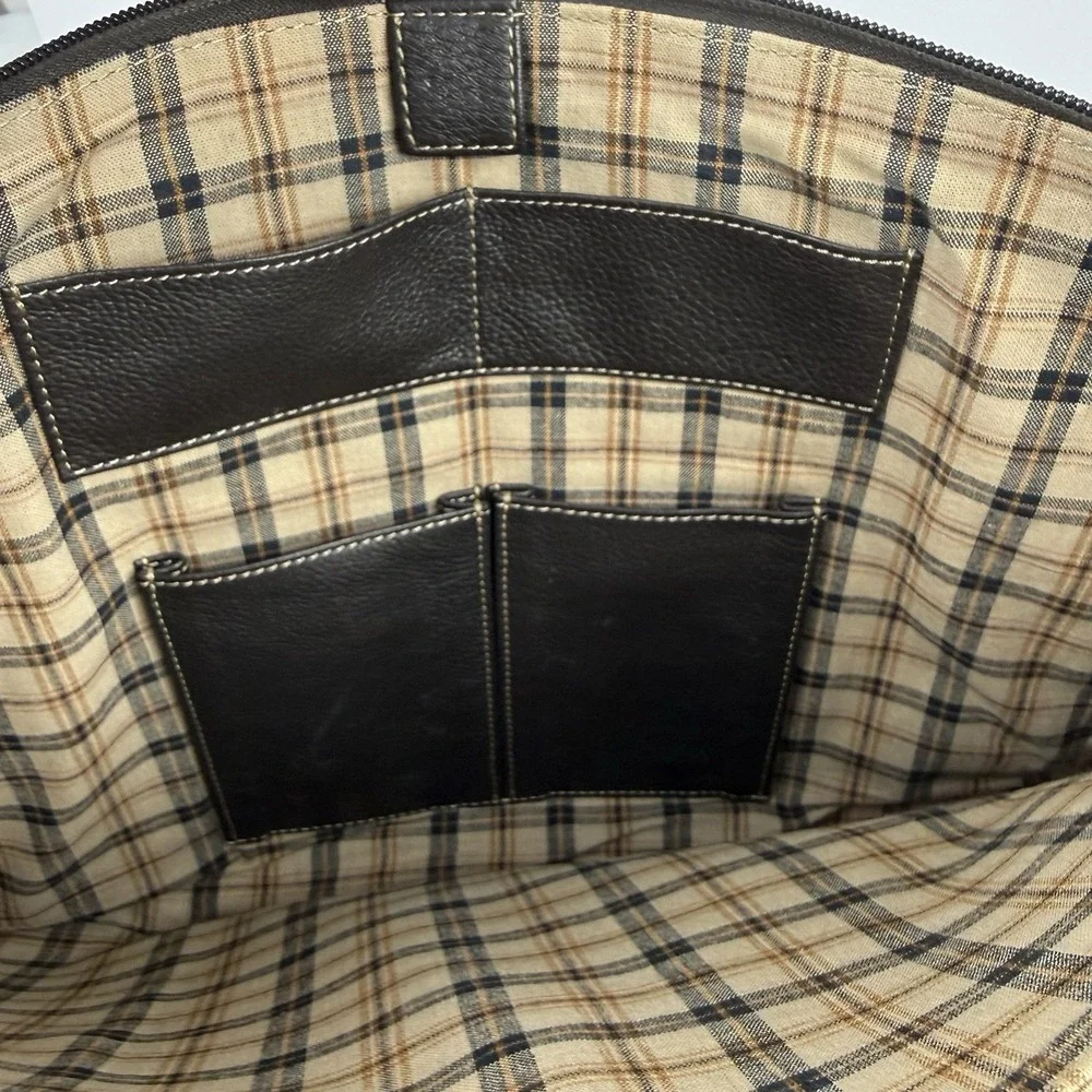 Vintage Levenger Briefolio Bomber Jacket Dark Brown Leather Computer Case Large